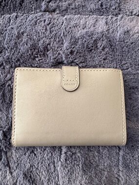 Coach Compact Pebbled Leather Wallet in gray